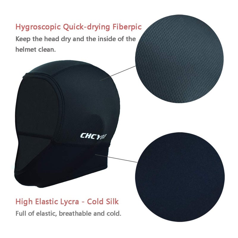 CHCYCLE Motorcycle Helmet Liner Quick Drying Moisture Wicking Under Helmets Outdoor Sport Caps Black - Image 5